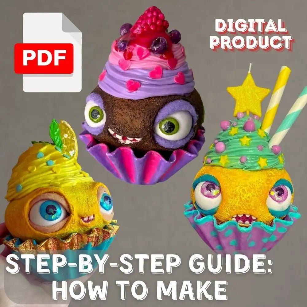 Cupcake step-by-step PDF guide cover – whimsical digital product