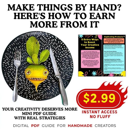 Promo image for PDF guide "5 Extra Ways to Boost Your Creative Income" – digital resource for handmade creators
