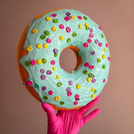 Big Light Blue Donut – Papier-Mâché🍩✨