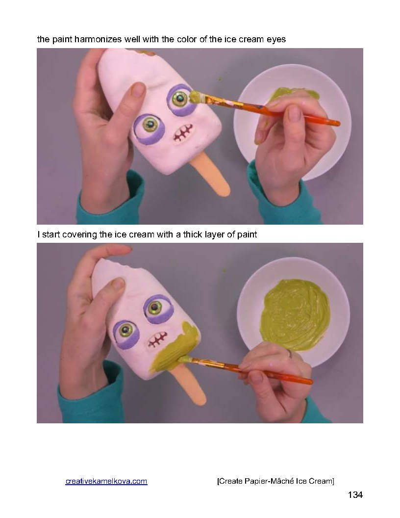 Painting facial features on papier-mâché popsicle – DIY character decoration