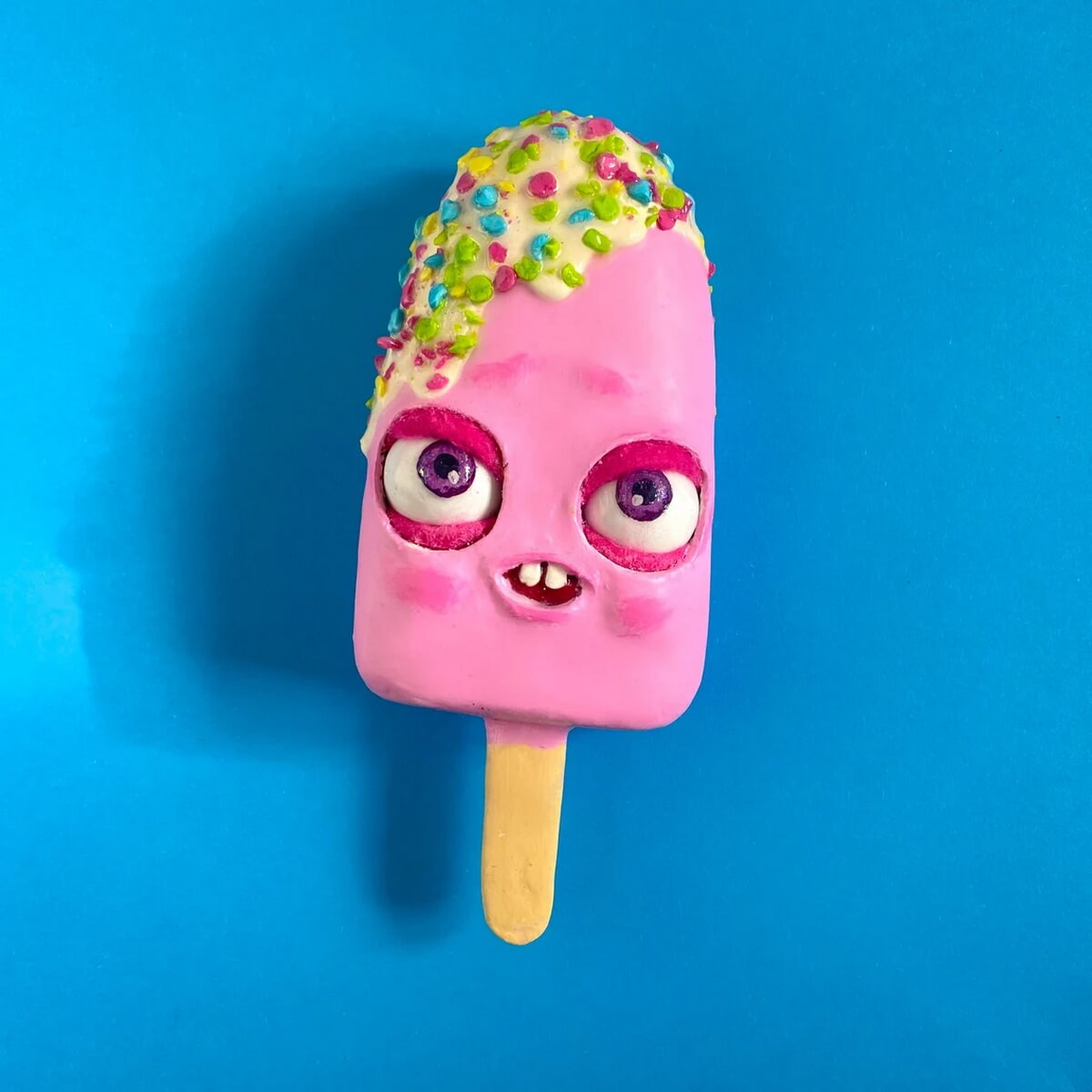 Pink Ice Cream – Papier-Mâché with Moving Eyes 🍦✨