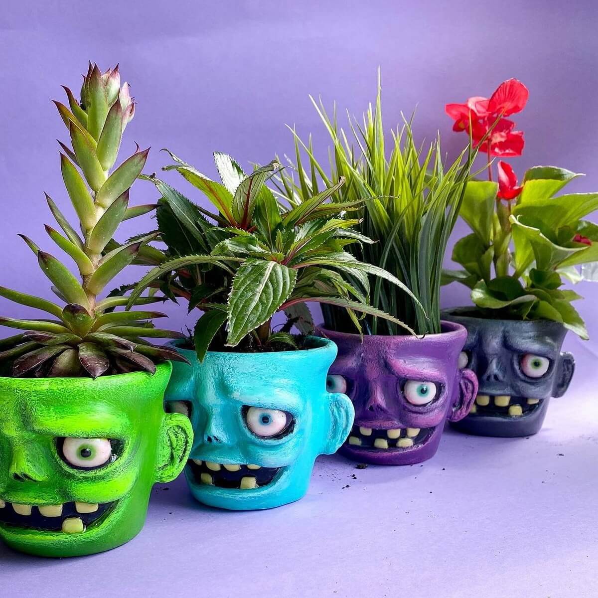 creative pot plants Papier-Mâché Monster Pot – Spooky Handmade Planter – Creative Kamelkova