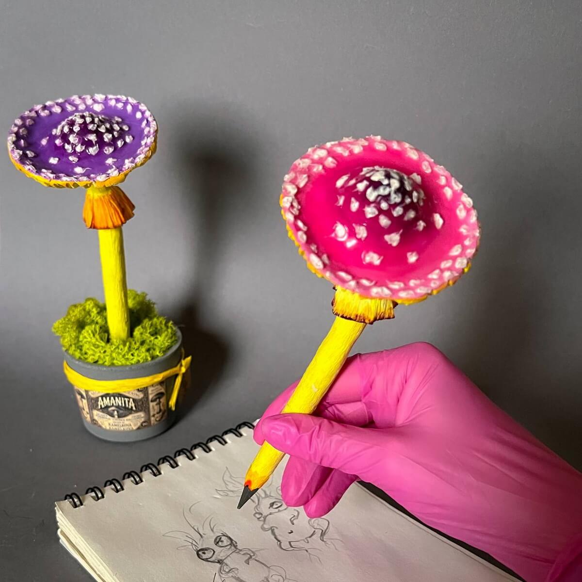 Mushroom Amanita Pencil (different color, shape and set)