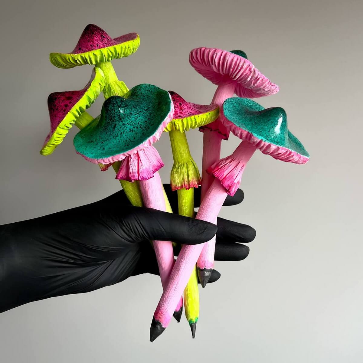 Mushroom Toadstool Pencil pink, turquoise (different color, shape and set)