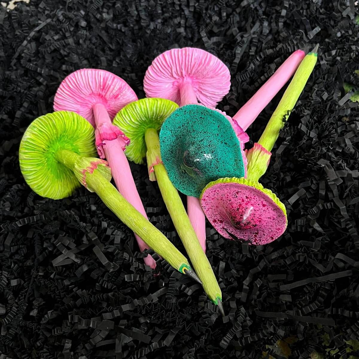 Mushroom Toadstool Pencil pink, turquoise (different color, shape and set)