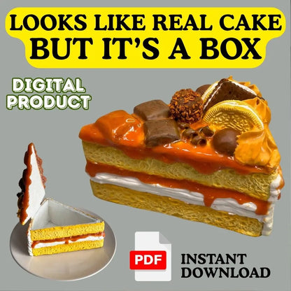 Realistic cake slice trinket box that opens, DIY tutorial digital download