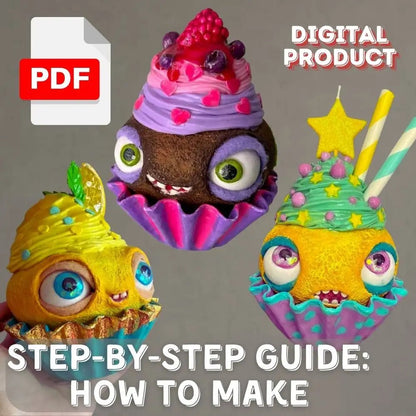 Cupcake step-by-step PDF guide cover – whimsical digital product