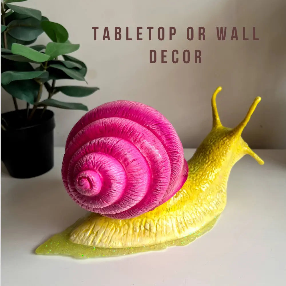 Finished handmade papier-mâché snail for tabletop or wall decor