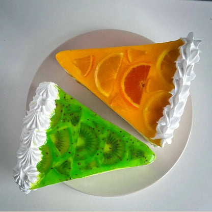Realistic fruit cake box designs with kiwi and orange slice decoration