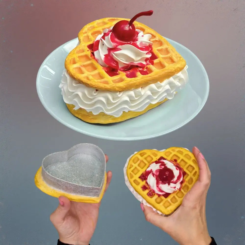 Heart-shaped papier-mâché waffle trinket box – creative craft idea for beginners