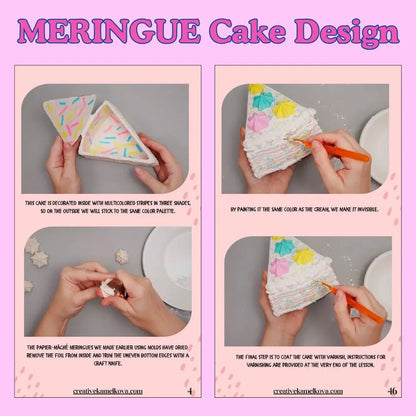 Meringue cake style trinket box DIY process with detailed decorating steps