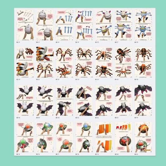 Thumbnail overview of Halloween piñata guide – full set of papier-mâché project pages and variations