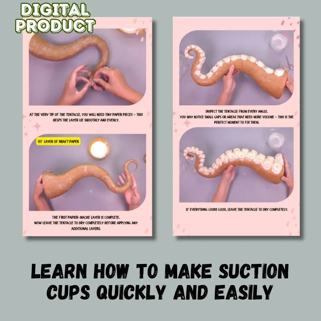 papier mache tentacle suction cups technique step by step PDF instructions