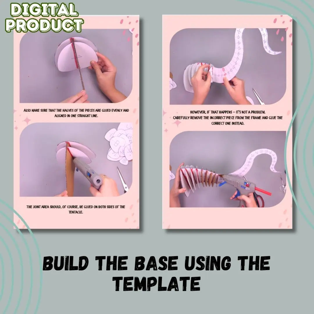 papier mache tentacle printable template for building base structure PDF tutorial