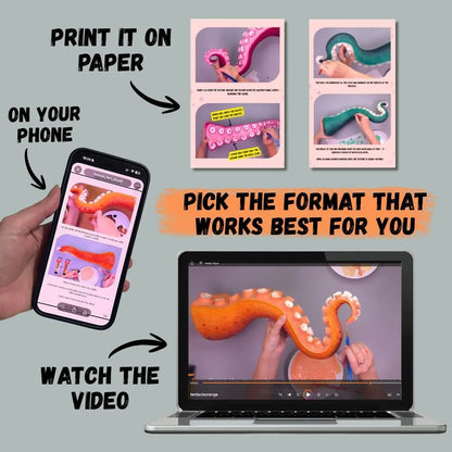papier mache tentacle video course and PDF guide step by step tutorial format