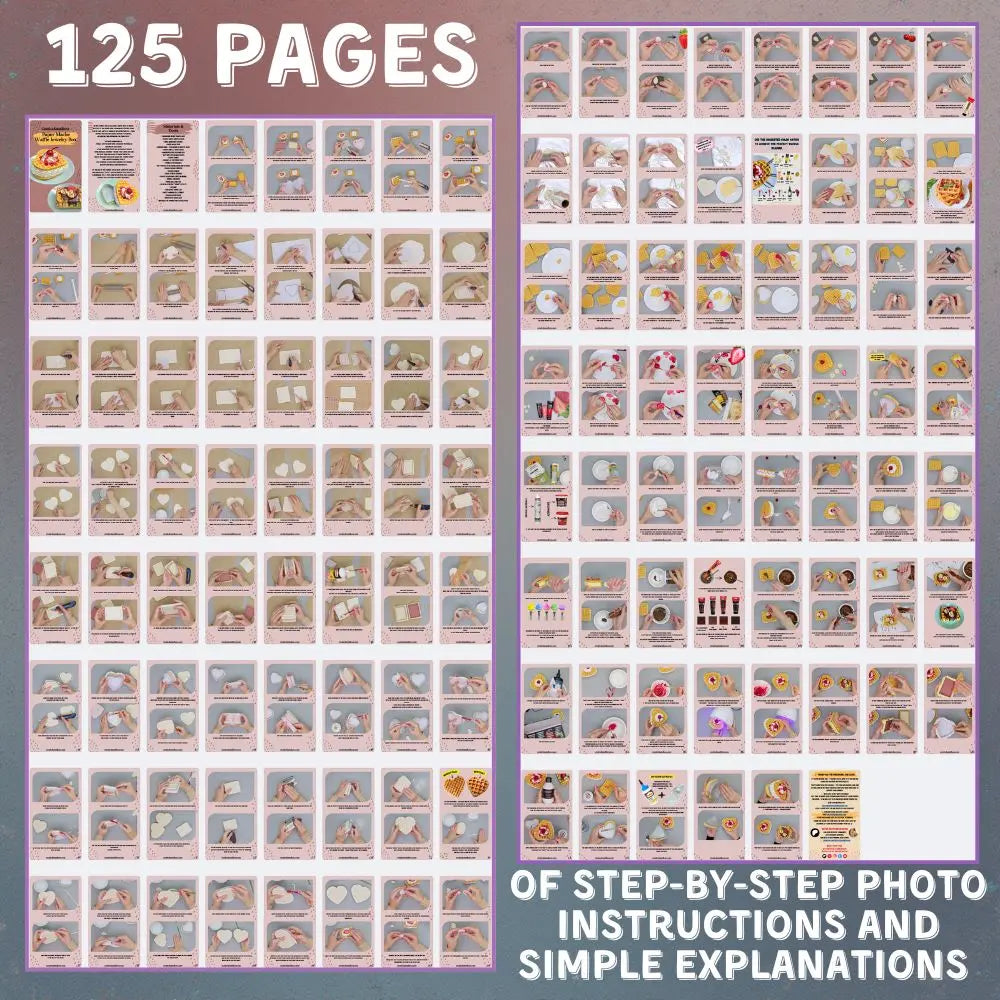 125-page PDF guide with step-by-step photo instructions for papier-mâché waffle trinket box