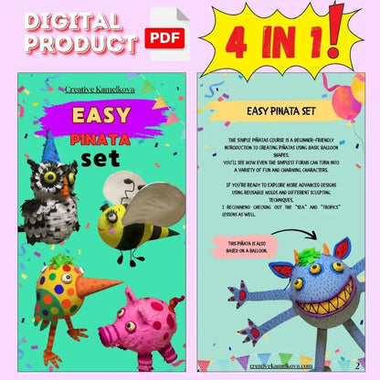 Preview of Easy Piñata Set PDF Guide with piñata examples and description
