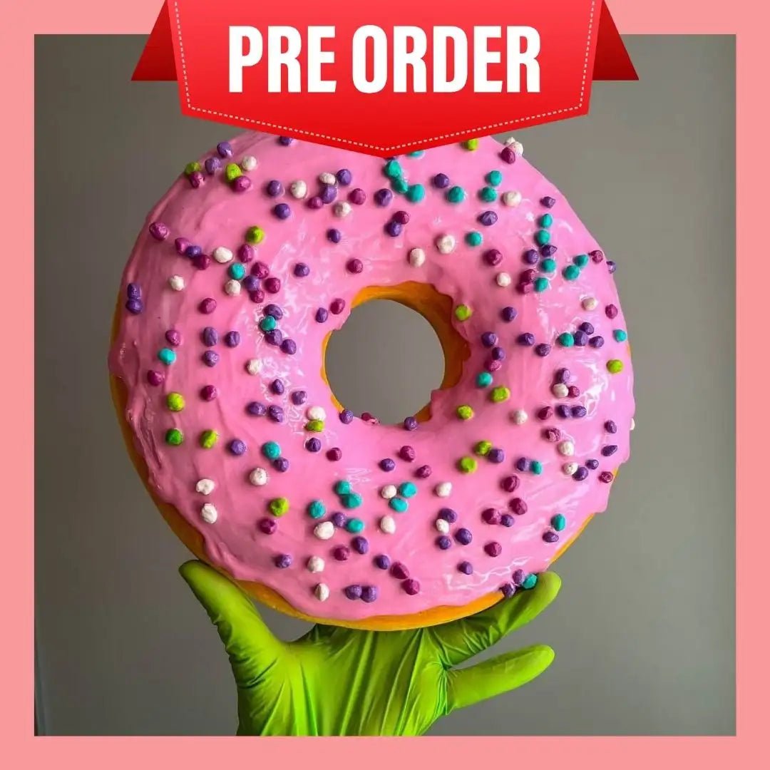 Pre-order image for pink donut decorative sculpture with sprinkles