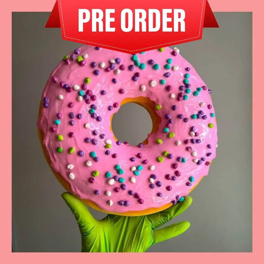 Pre-order image for pink donut decorative sculpture with sprinkles