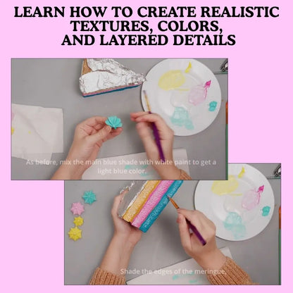 how to create realistic cake textures and colors using painting techniques for fake dessert craft
